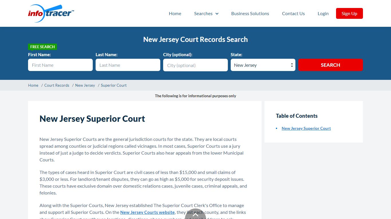 Search New Jersey Superior Court Cases Online - InfoTracer